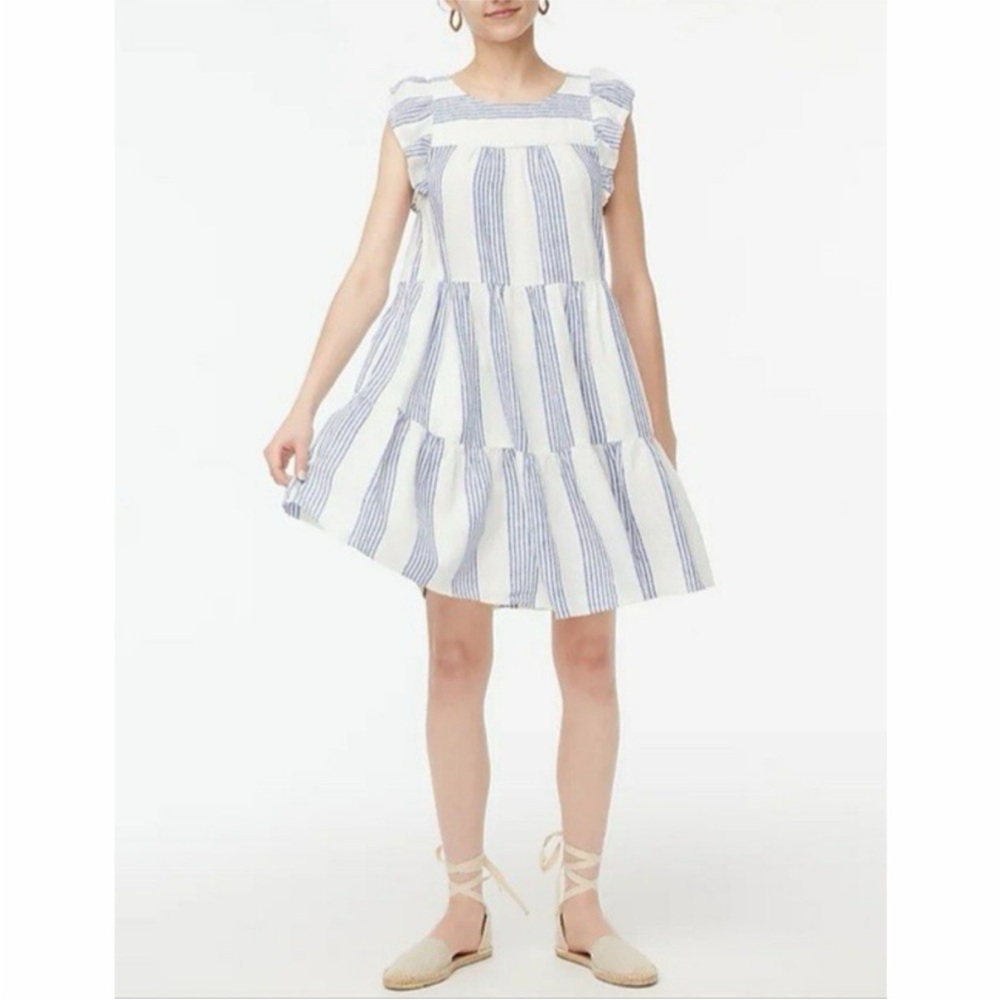 J. Crew Factory Blue and White Striped Mini Dress